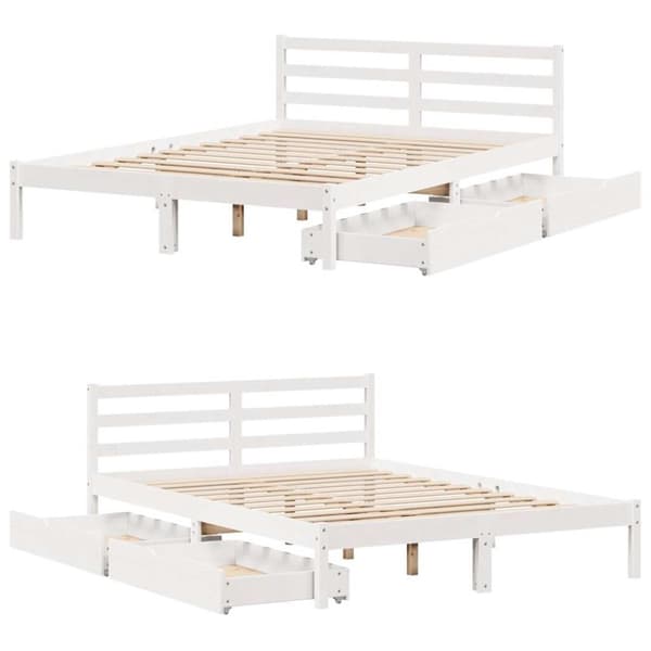 vidaXL Sengeramme uten madrass hvit 120x190 cm heltre furu