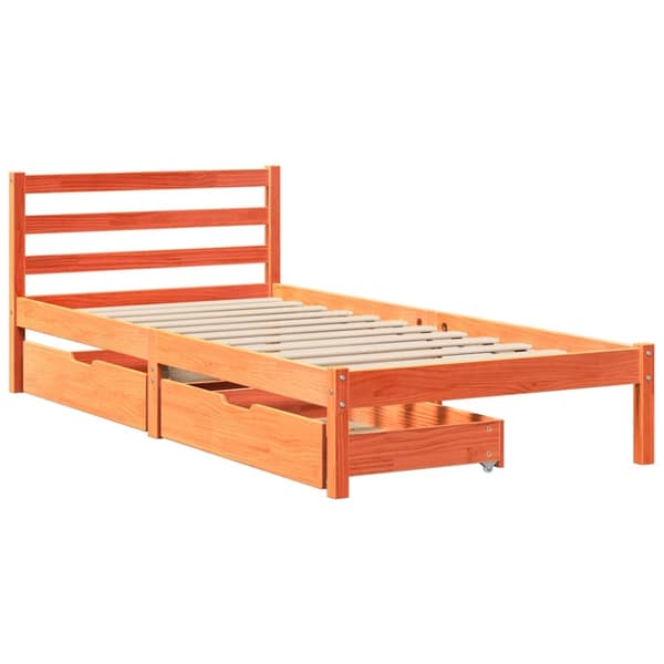 vidaXL Sengeramme uten madrass voksbrun 75x190 cm heltre furu