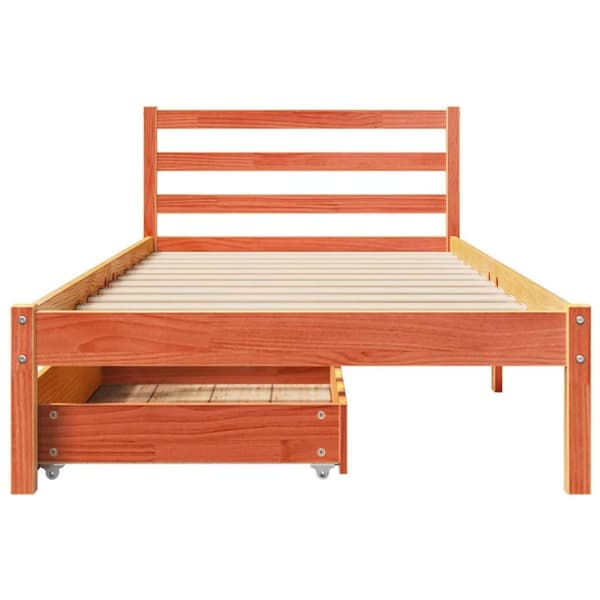vidaXL Sengeramme uten madrass voksbrun 75x190 cm heltre furu