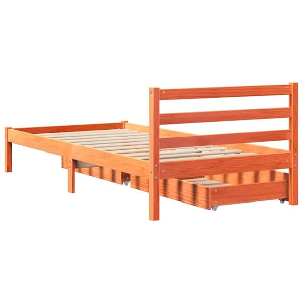 vidaXL Sengeramme uten madrass voksbrun 75x190 cm heltre furu