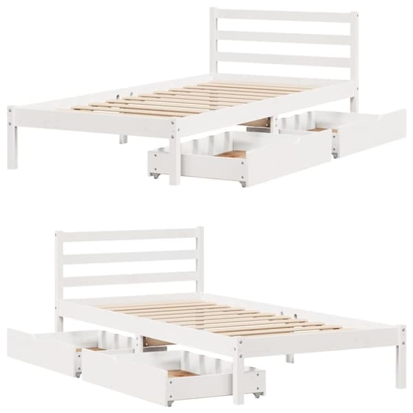 vidaXL Sengeramme uten madrass hvit 90x200 cm heltre furu