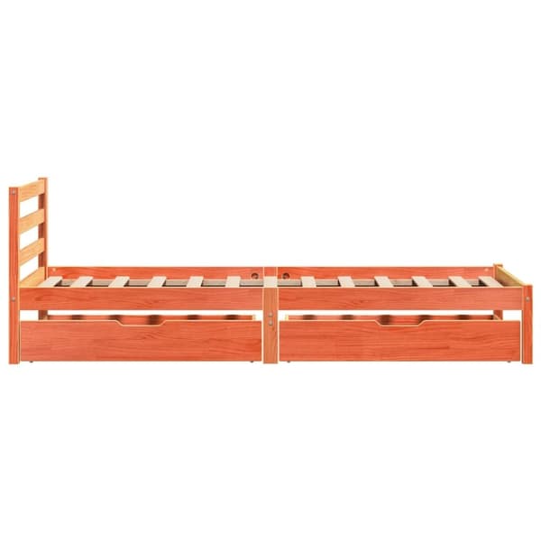 vidaXL Sängynrunko ilman patjaa vahanruskea 90x190 cm täysi mänty
