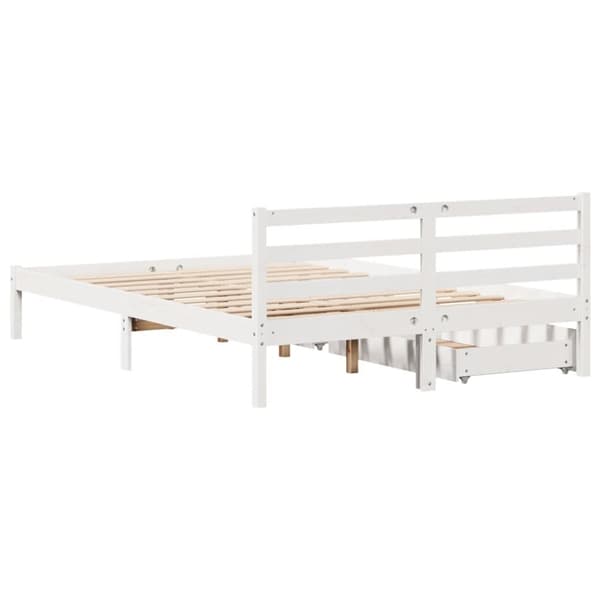 vidaXL sengeramme uden madras 135x190 cm massivt fyrretræ hvid