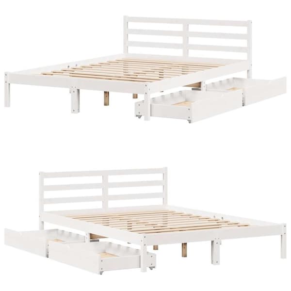 vidaXL sengeramme uden madras 135x190 cm massivt fyrretræ hvid