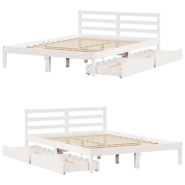 vidaXL Sengeramme uten madrass hvit 160x200 cm heltre furu