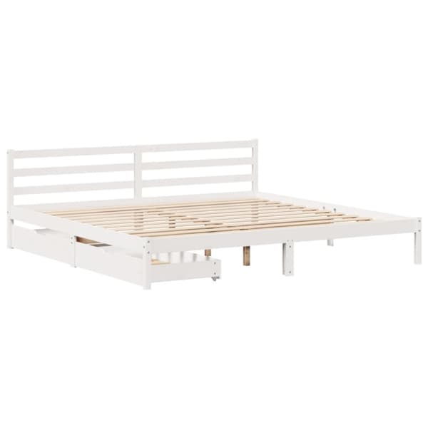 vidaXL Sengeramme med madrass hvit 200x200 cm heltre furu