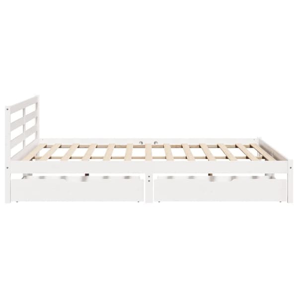 vidaXL Sengeramme med madrass hvit 200x200 cm heltre furu
