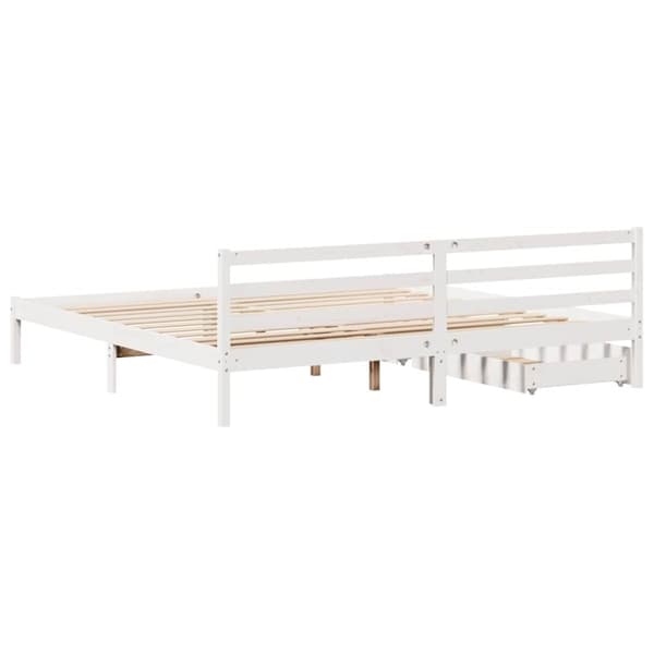 vidaXL Sengeramme med madrass hvit 200x200 cm heltre furu