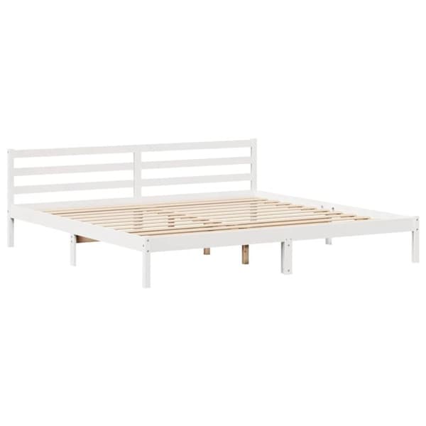 vidaXL Sengeramme med madrass hvit 200x200 cm heltre furu