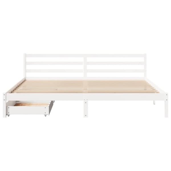 vidaXL Sängynrunko ilman patjaa valkoinen 180x200 cm täysi mänty