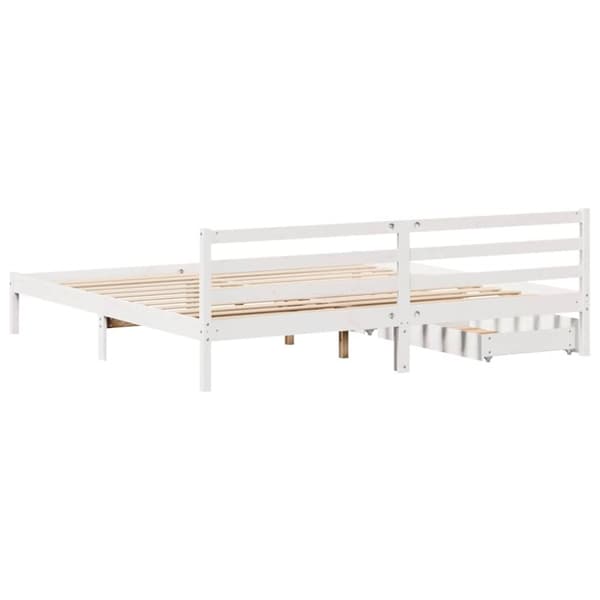 vidaXL Sängynrunko ilman patjaa valkoinen 180x200 cm täysi mänty