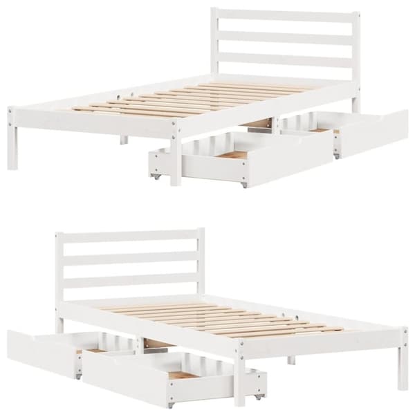 vidaXL Sängynrunko ilman patjaa valkoinen 90x190 cm täysi mänty