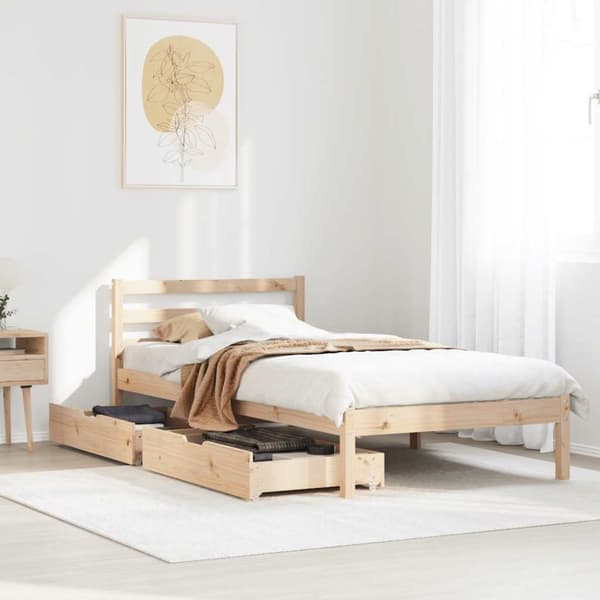 vidaXL Sängynrunko ilman patjaa 90x190 cm täysi mänty