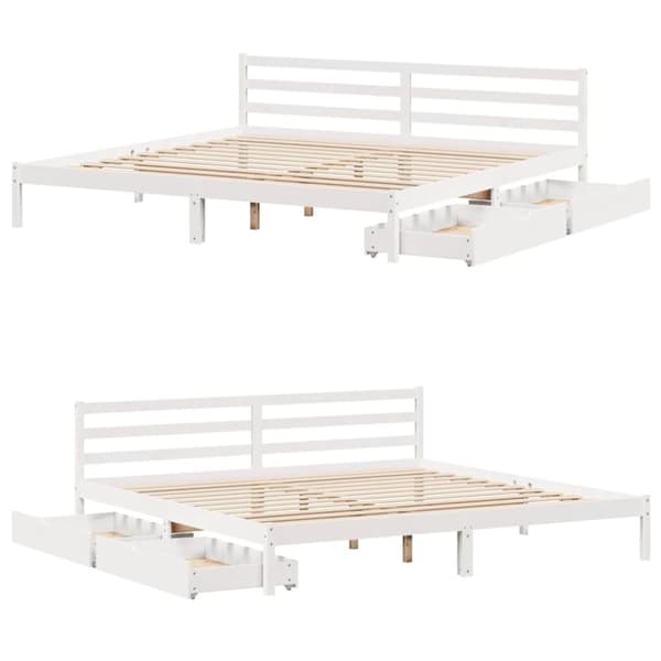 vidaXL Sengeramme uten madrass hvit 180x200 cm heltre furu