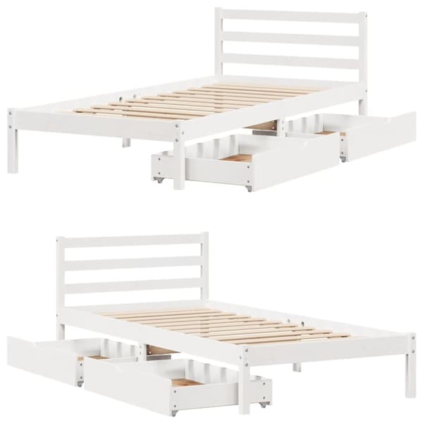 vidaXL Sengeramme uten madrass hvit 90x190 cm heltre furu