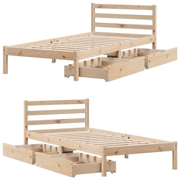 vidaXL Sengeramme uten madrass 90x190 cm heltre furu