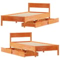 Miniatyrbilde 10 av 11: vidaXL Sengeramme uten madrass voksbrun 100x200 cm heltre furu