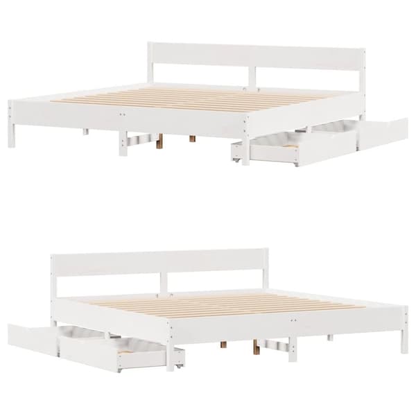 vidaXL Sengeramme uten madrass hvit 180x200 cm heltre furu