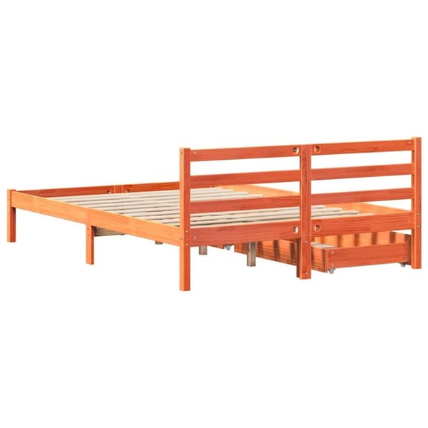 vidaXL Sengeramme uten madrass voksbrun 120x190 cm heltre furu
