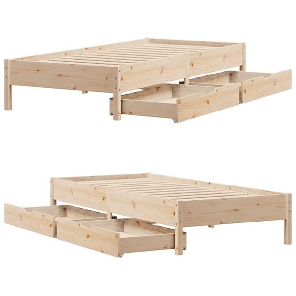 vidaXL Sängynrunko ilman patjaa 75x190 cm täysi mänty
