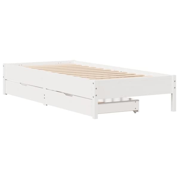 vidaXL sengeramme uden madras 100x200 cm massivt fyrretræ hvid
