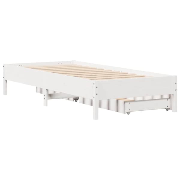 vidaXL sengeramme uden madras 100x200 cm massivt fyrretræ hvid