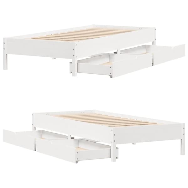vidaXL sengeramme uden madras 100x200 cm massivt fyrretræ hvid