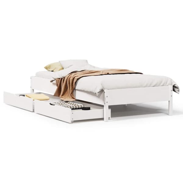 vidaXL sengeramme uden madras 100x200 cm massivt fyrretræ hvid