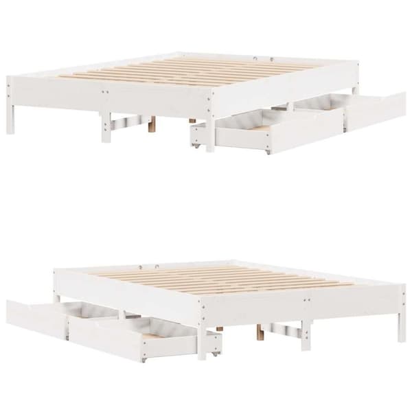 vidaXL sengeramme uden madras 150x200 cm massivt fyrretræ hvid