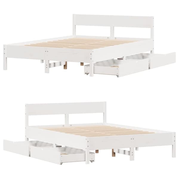 vidaXL Sengeramme uten madrass hvit 140x190 cm heltre furu
