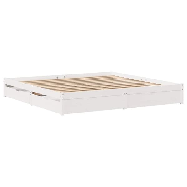 vidaXL sengeramme uden madras 200x200 cm massivt fyrretræ hvid