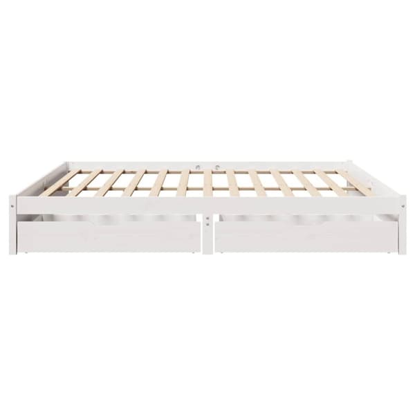 vidaXL sengeramme uden madras 200x200 cm massivt fyrretræ hvid