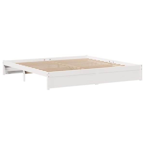 vidaXL sengeramme uden madras 200x200 cm massivt fyrretræ hvid