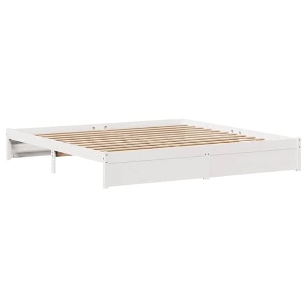 vidaXL sengeramme uden madras 200x200 cm massivt fyrretræ hvid