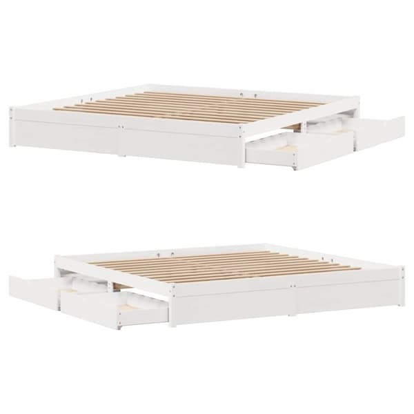 vidaXL sengeramme uden madras 200x200 cm massivt fyrretræ hvid