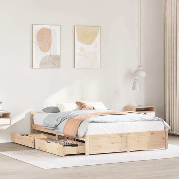 vidaXL Sängynrunko ilman patjaa 150x200 cm täysi mänty