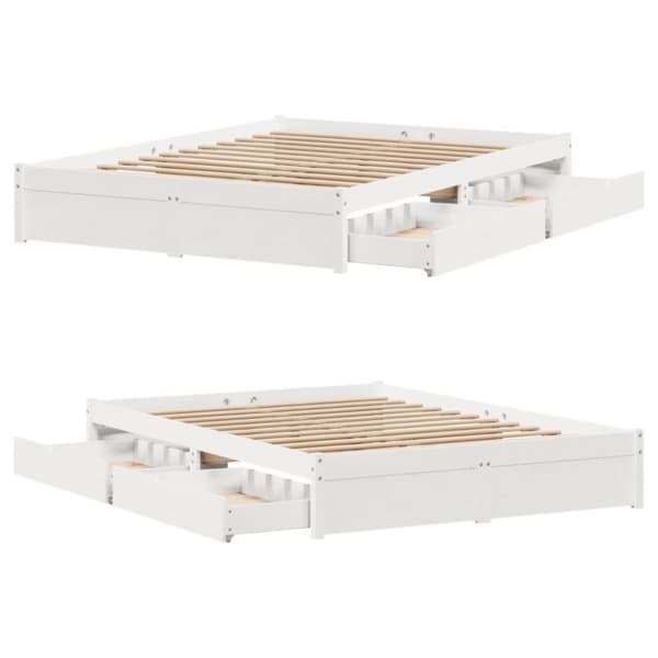 vidaXL sengeramme uden madras 160x200 cm massivt fyrretræ hvid
