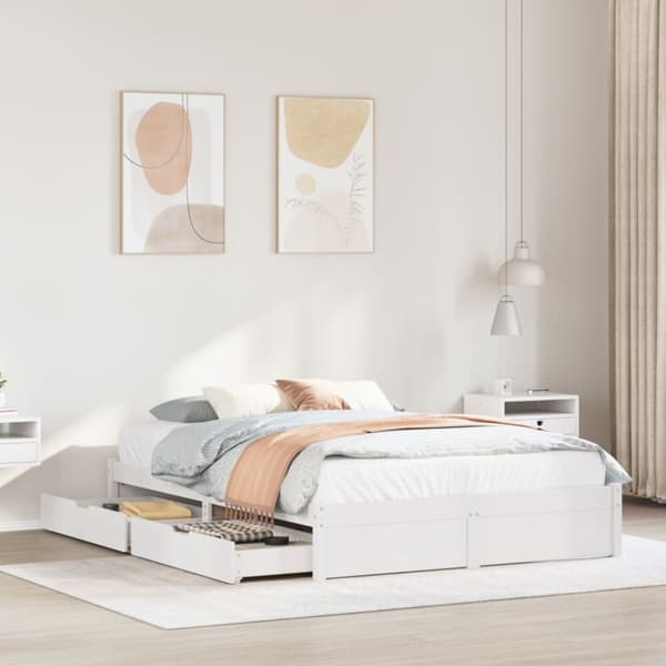 vidaXL sengeramme uden madras 160x200 cm massivt fyrretræ hvid