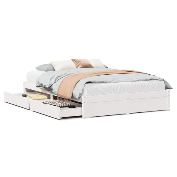 vidaXL sengeramme uden madras 160x200 cm massivt fyrretræ hvid