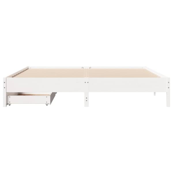 vidaXL Sängynrunko ilman patjaa valkoinen 200x200 cm täysi mänty