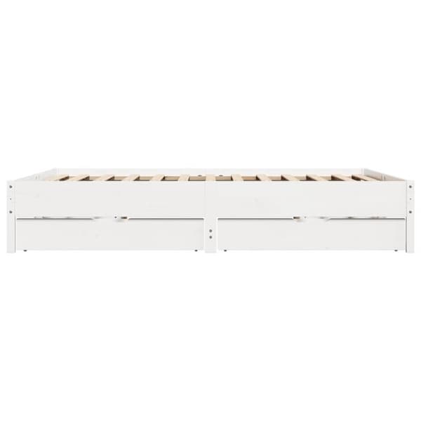 vidaXL Sängynrunko ilman patjaa valkoinen 200x200 cm täysi mänty