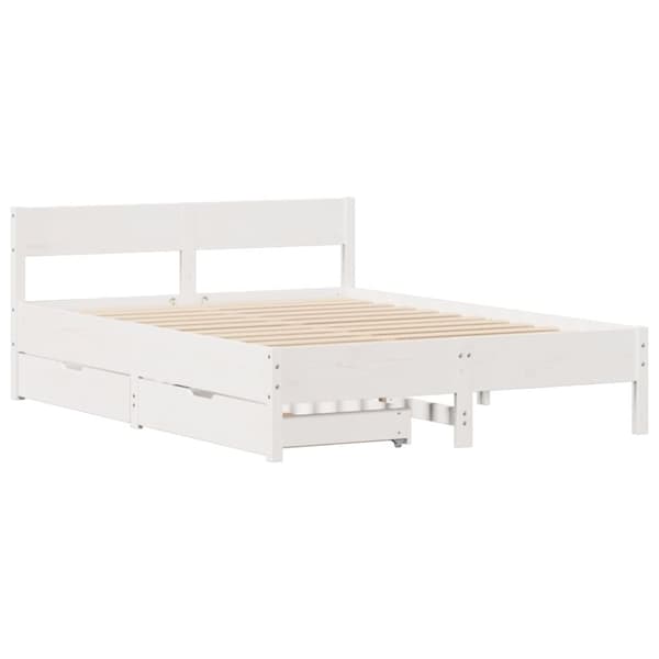 vidaXL sengeramme uden madras 140x190 cm massivt fyrretræ hvid
