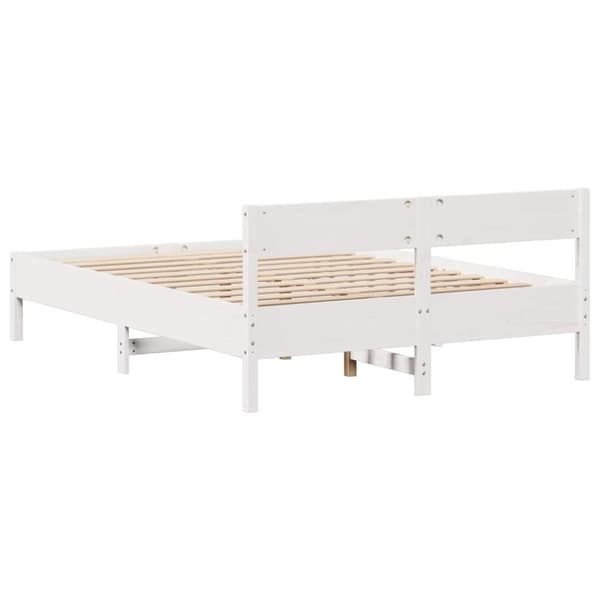 vidaXL sengeramme uden madras 140x190 cm massivt fyrretræ hvid