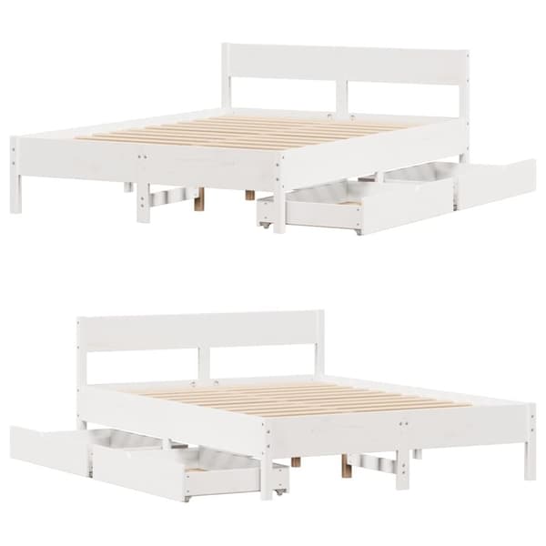 vidaXL sengeramme uden madras 140x190 cm massivt fyrretræ hvid