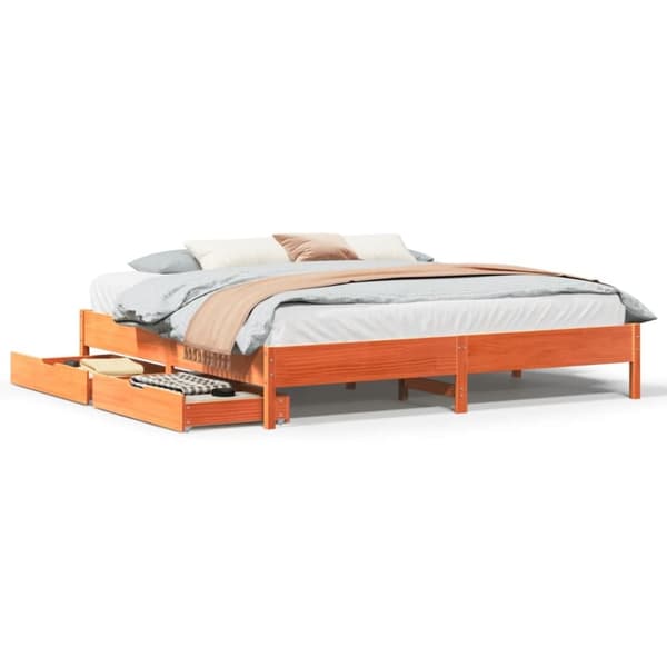 vidaXL sengeramme uden madras 180x200 cm massivt fyrretræ gyldenbrun