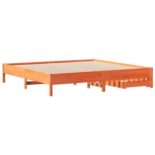 vidaXL sengeramme uden madras 180x200 cm massivt fyrretræ gyldenbrun