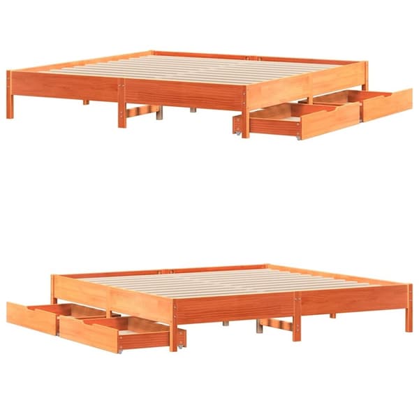 vidaXL sengeramme uden madras 180x200 cm massivt fyrretræ gyldenbrun