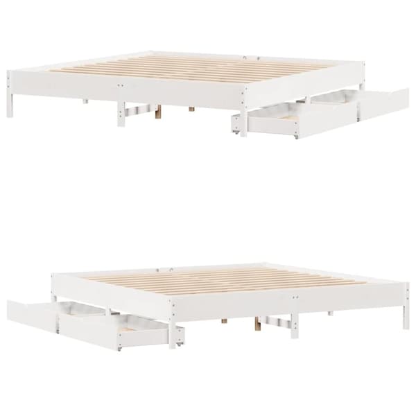 vidaXL sengeramme uden madras 180x200 cm massivt fyrretræ hvid