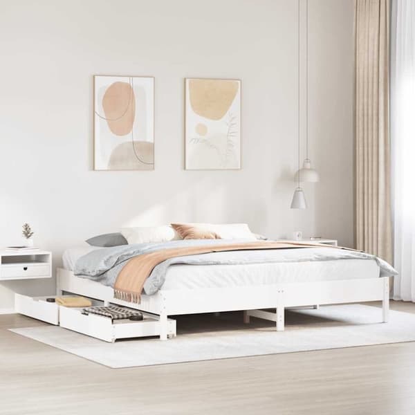 vidaXL sengeramme uden madras 180x200 cm massivt fyrretræ hvid