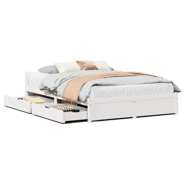 vidaXL sengeramme uden madras 150x200 cm massivt fyrretræ hvid